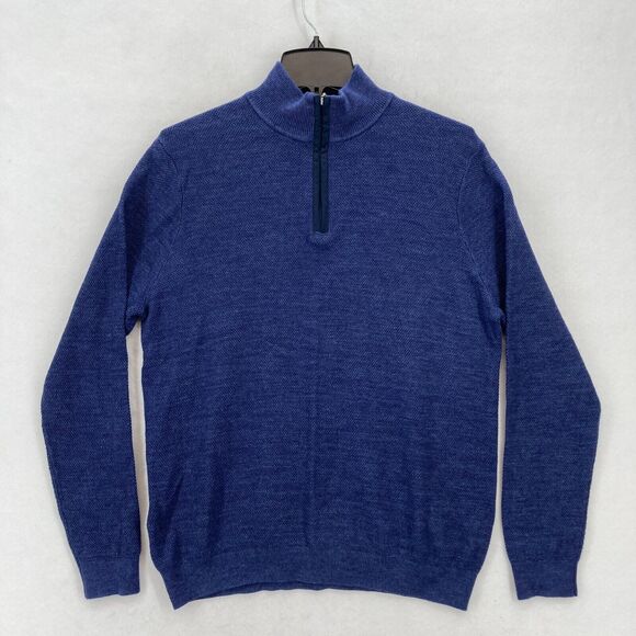 Tommy Bahama Other - Tommy Bahama Merino Wool Blend Quarter Zip Sweater Sweatshirt Mens Small Blue
